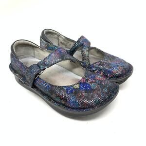 Alegria Womens Size 35 US 5 Dayna Beauty Blue Metallic Mary Jane Shoes